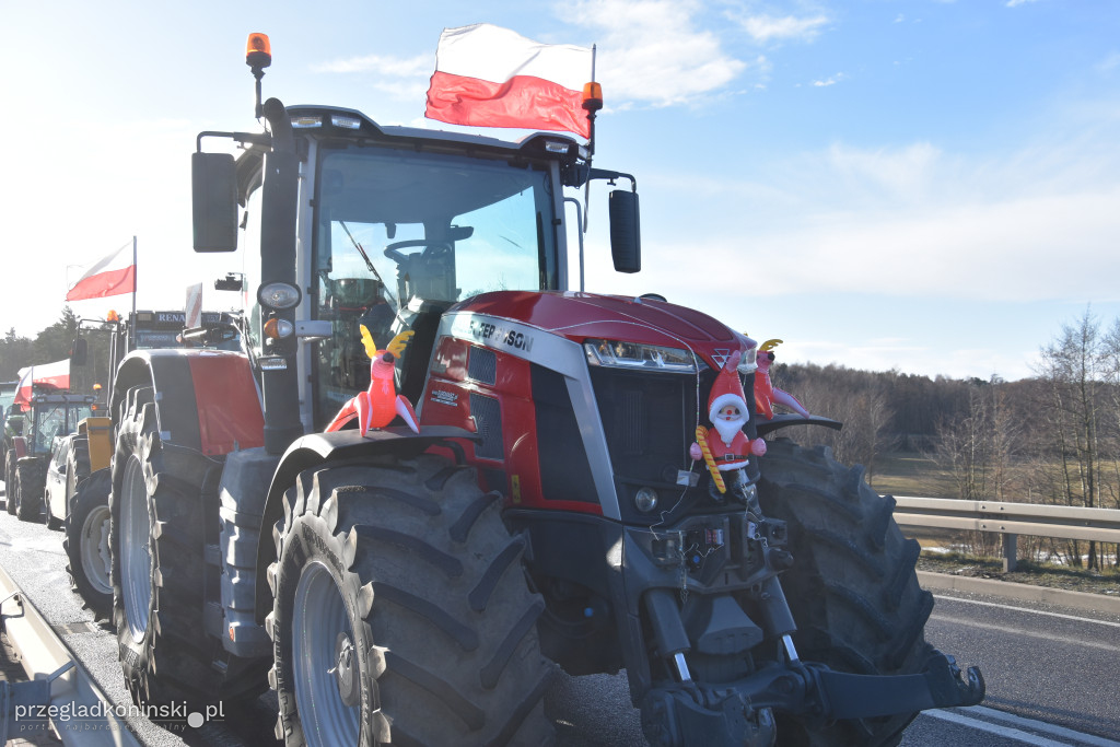 Protest rolników na wiadukcie nad autostradą